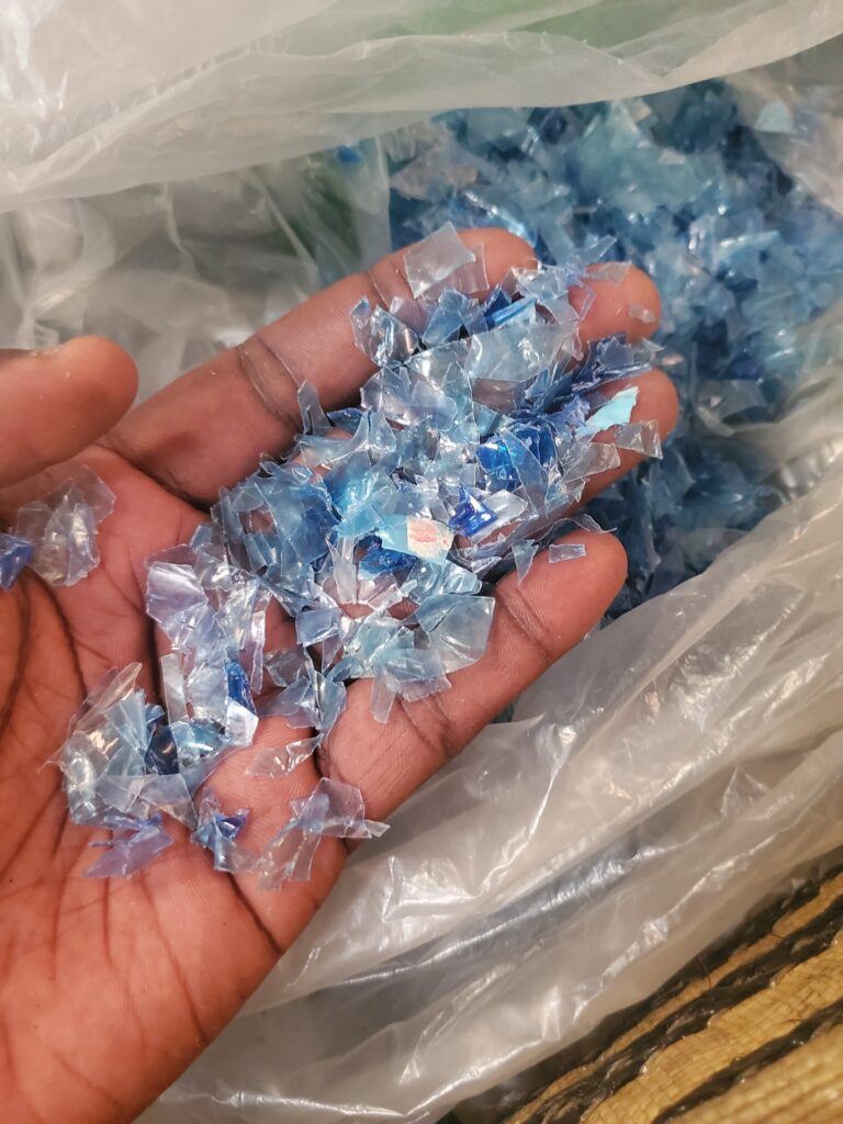 PET Regrind Blue, Recycled PET Plastic Scrap at Haiti Recycling